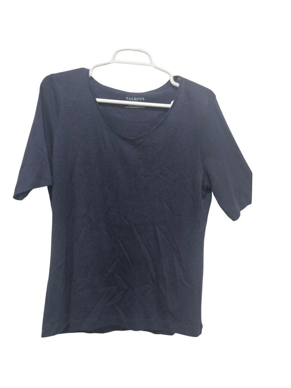 Talbots Outlet Navy Cotton Scoop Neck Tee Large Classic Top